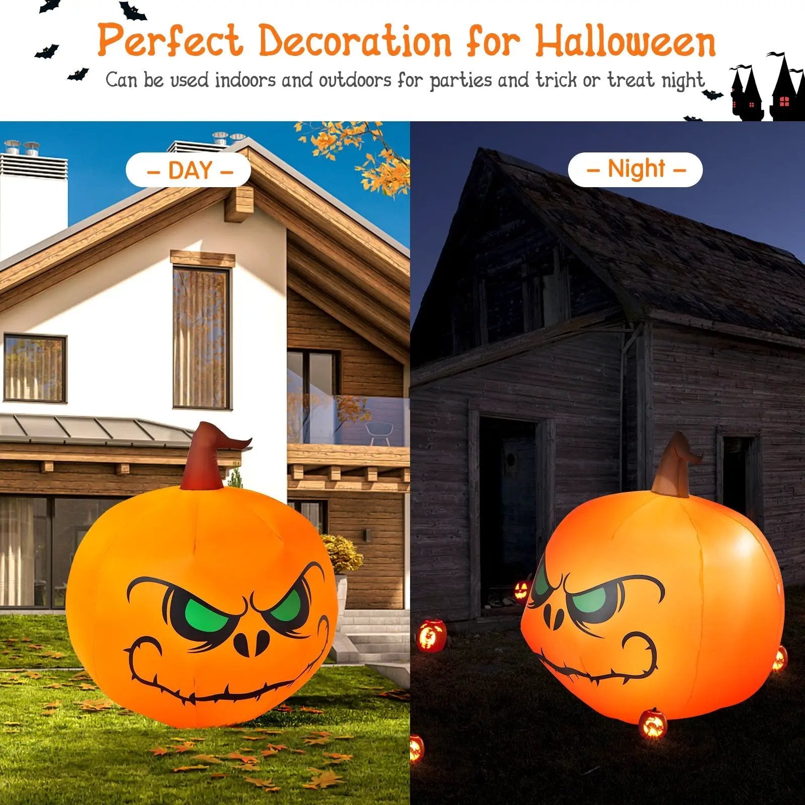 4 Feet Halloween Inflatable Pumpkin with Build-in LED Light by DirectDeals