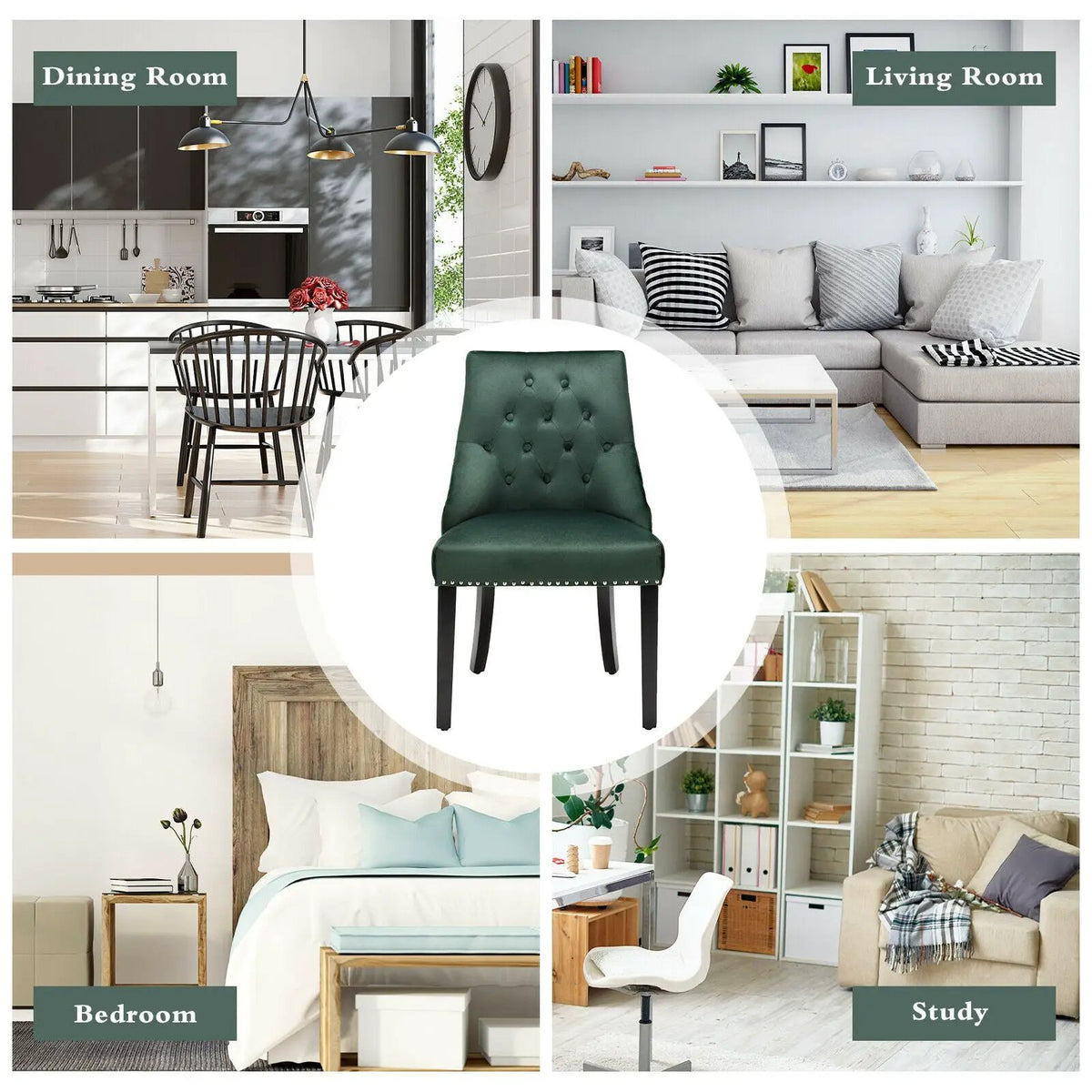 Modern Upholstered Button-Tufted Dining Chair with Naild Trim by DirectDeals