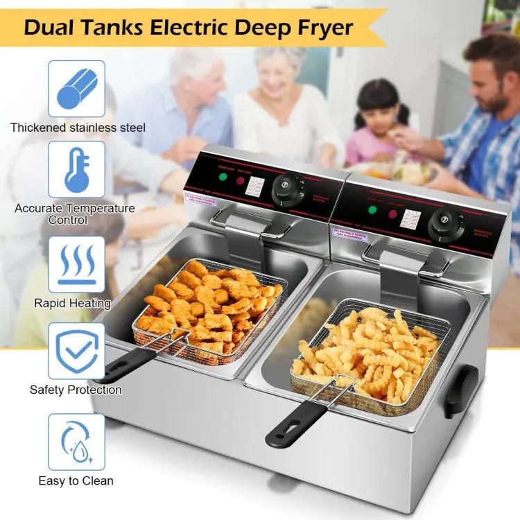 3400W Commercial Electric Fryer Dual Tank by DirectDeals
