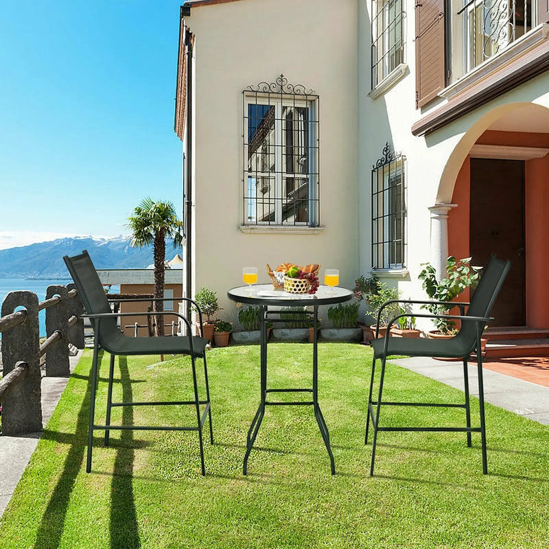 3 Pieces Outdoor Patio Bar Table Stool Set by DirectDeals
