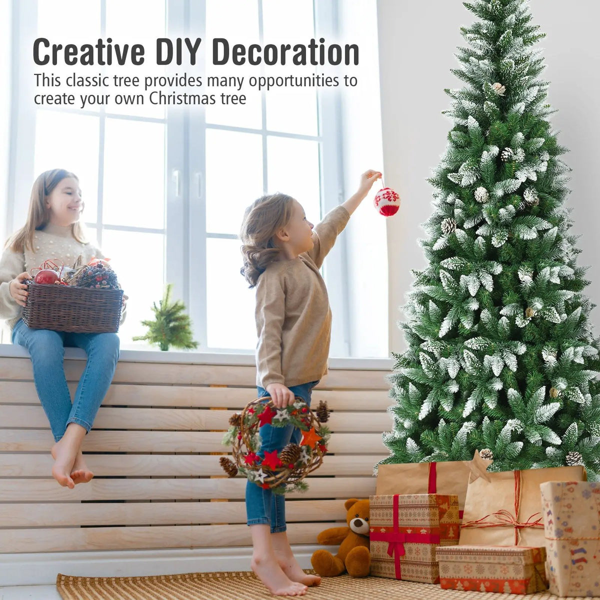 5/6/7.5 Feet Artificial Pencil Christmas Tree with Pine Cones, photo 18 of 24