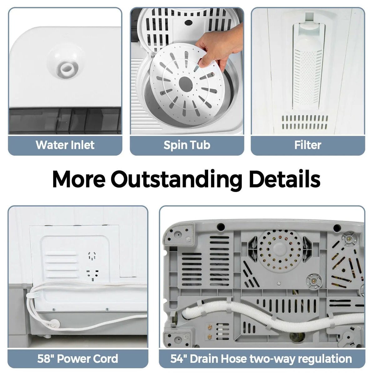 2-in-1 Portable 22lbs Capacity Washing Machine with Timer Control, photo 4 of 16