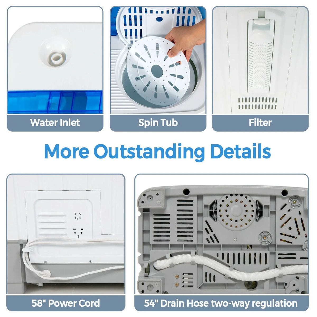 2-in-1 Portable 22lbs Capacity Washing Machine with Timer Control, photo 3 of 16