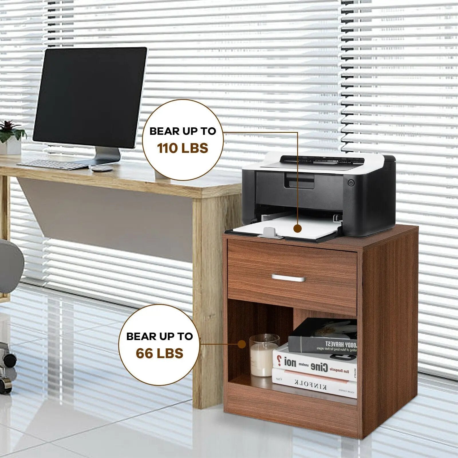 Modern Nightstand with Storage Drawer and Cabinet by DirectDeals