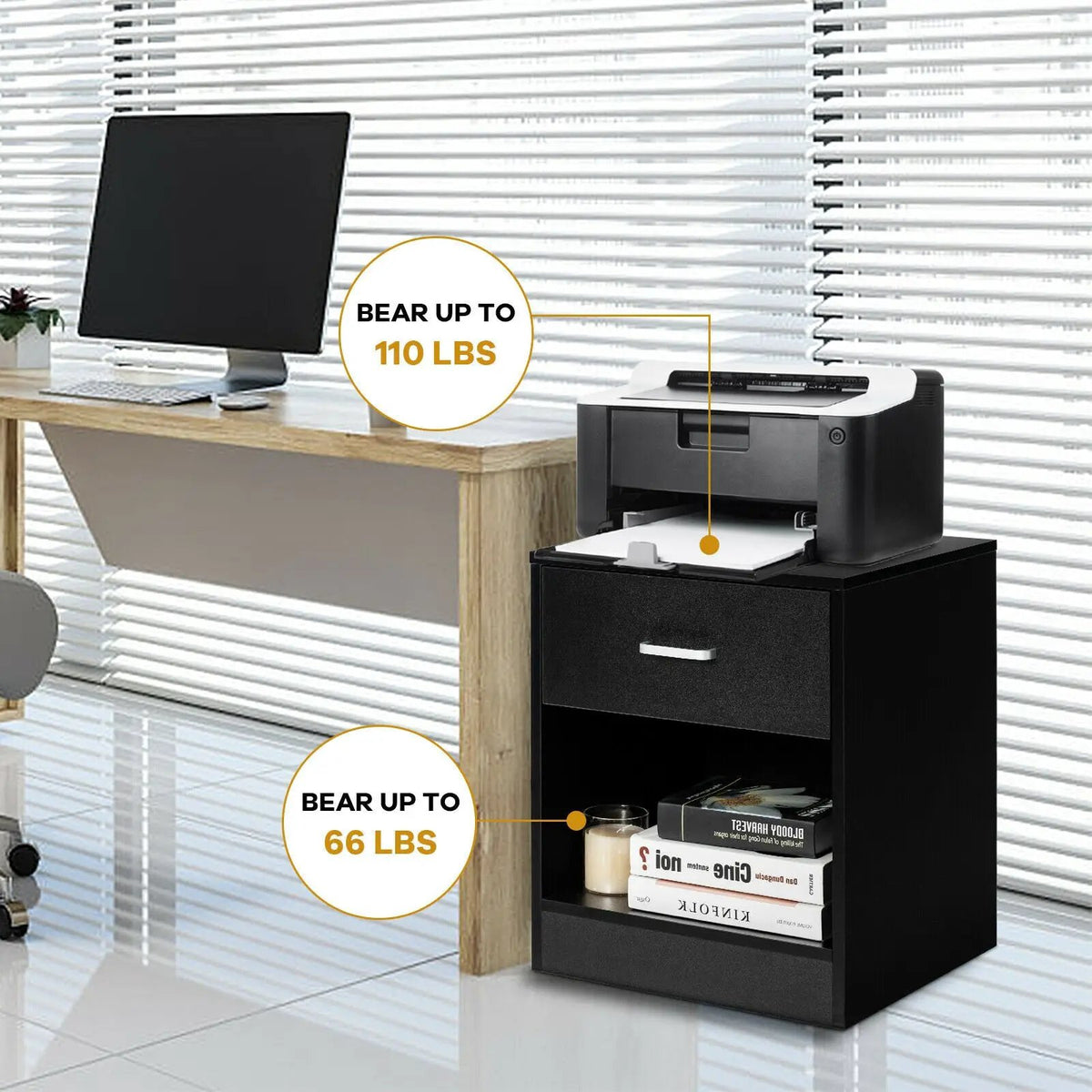 Modern Nightstand with Storage Drawer and Cabinet, photo 15 of 16