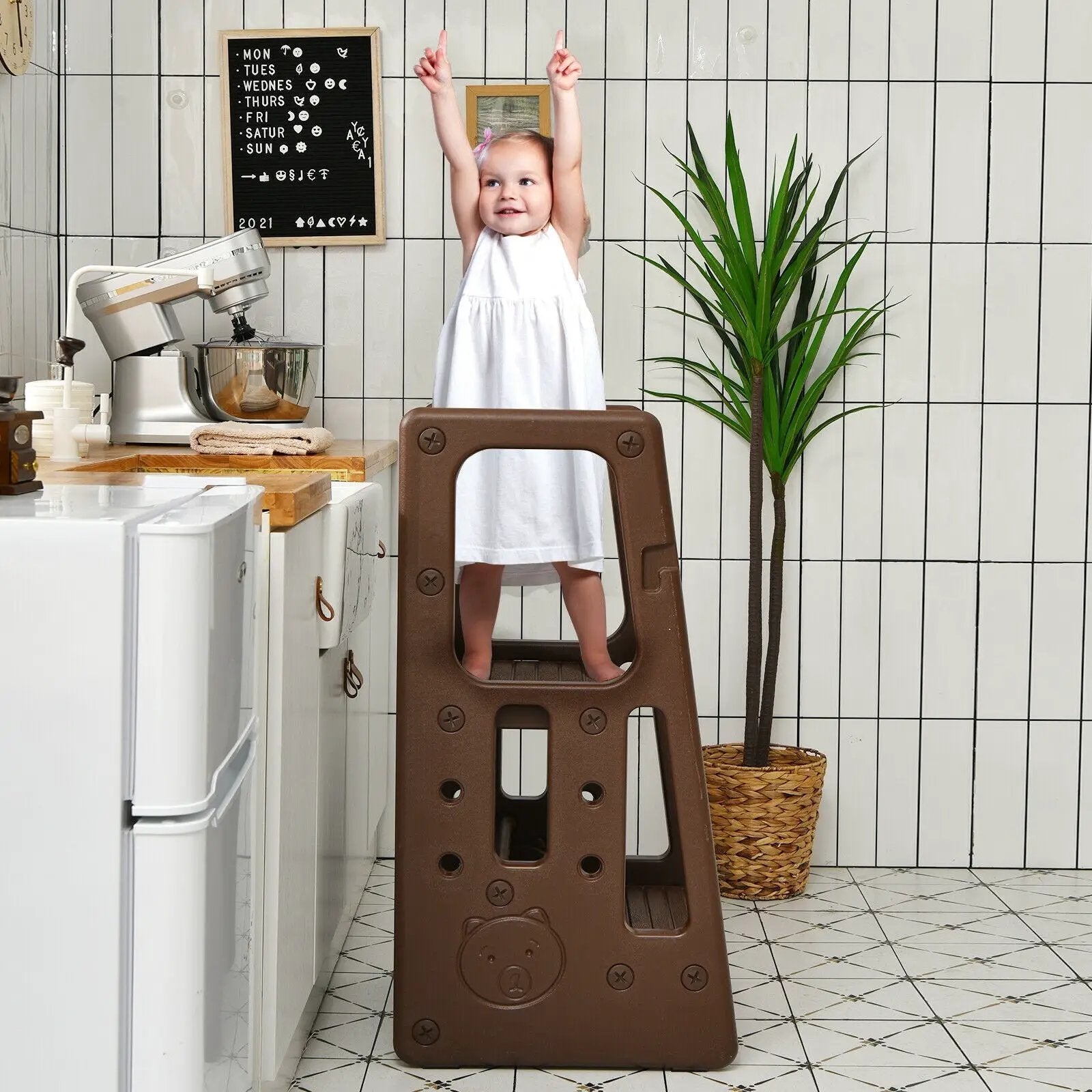 Kids Kitchen Step Stool with Double Safety Rails by DirectDeals