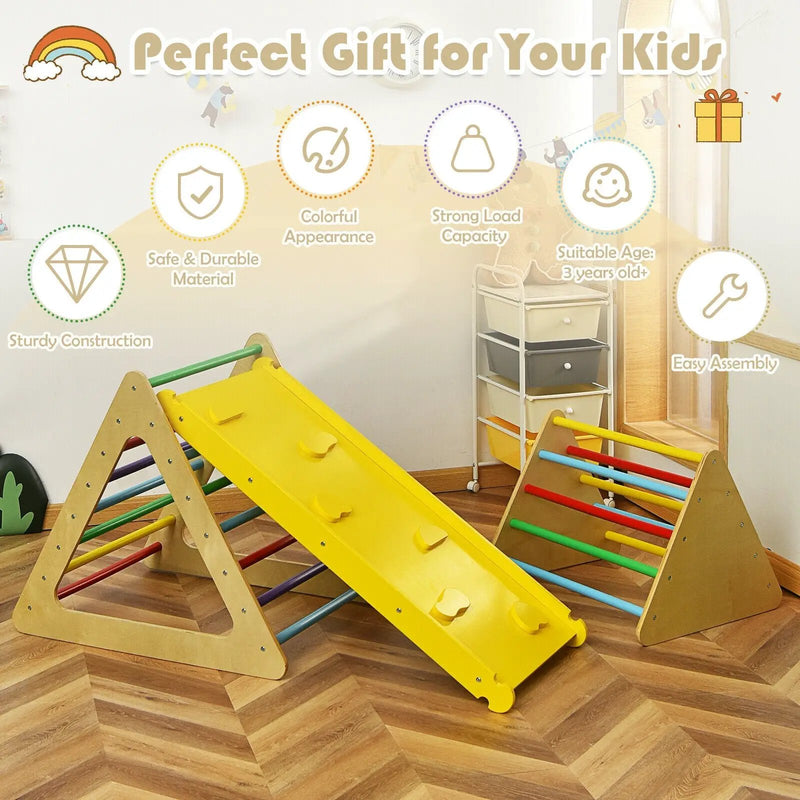 3 in 1 Wooden Set of 2 Triangle Climber with Ramp for Slid by DirectDeals