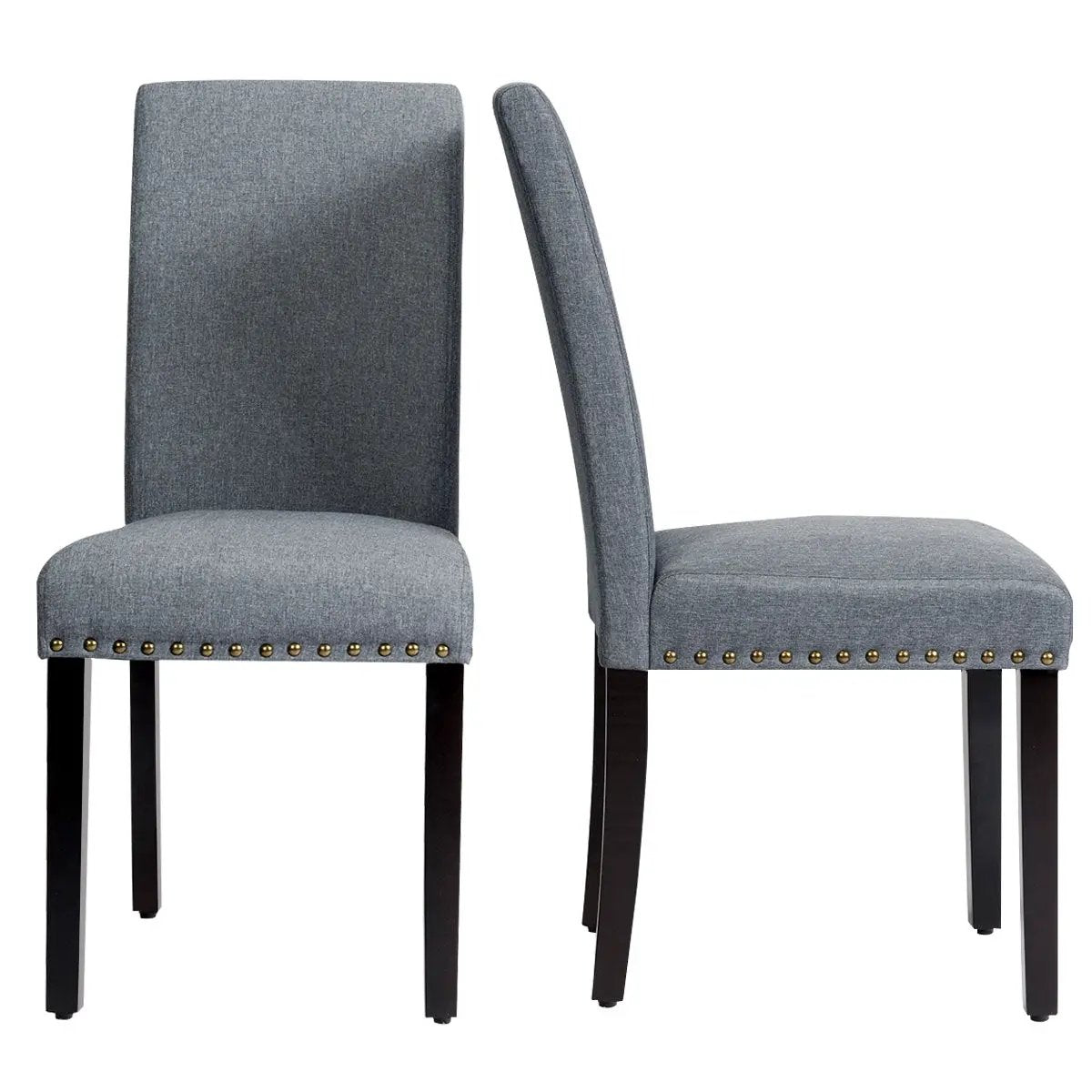 Set of 2 Fabric Upholstered Dining Chairs with Nailhead by DirectDeals