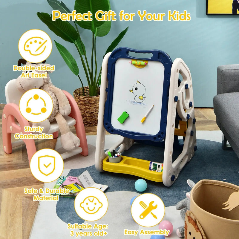 3-in-1 Kids Art Easel Double-Sided Tabletop Easel with Art Accessories by DirectDeals