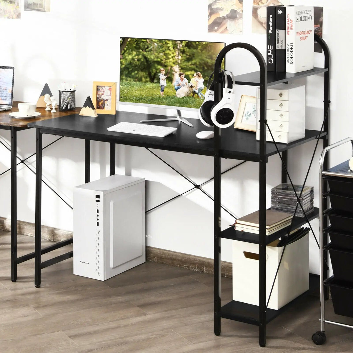 48-Inch Reversible Computer Desk with Storage Shelf, photo 4 of 16