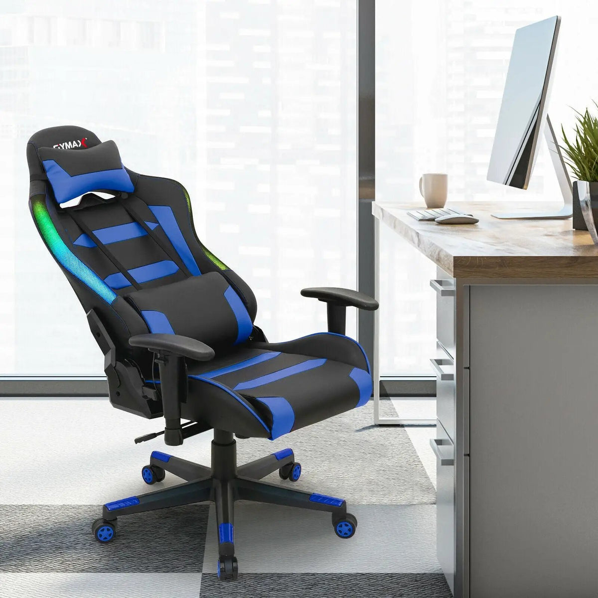 Adjustable Swivel Gaming Chair with LED Lights and Remote, photo 28 of 32