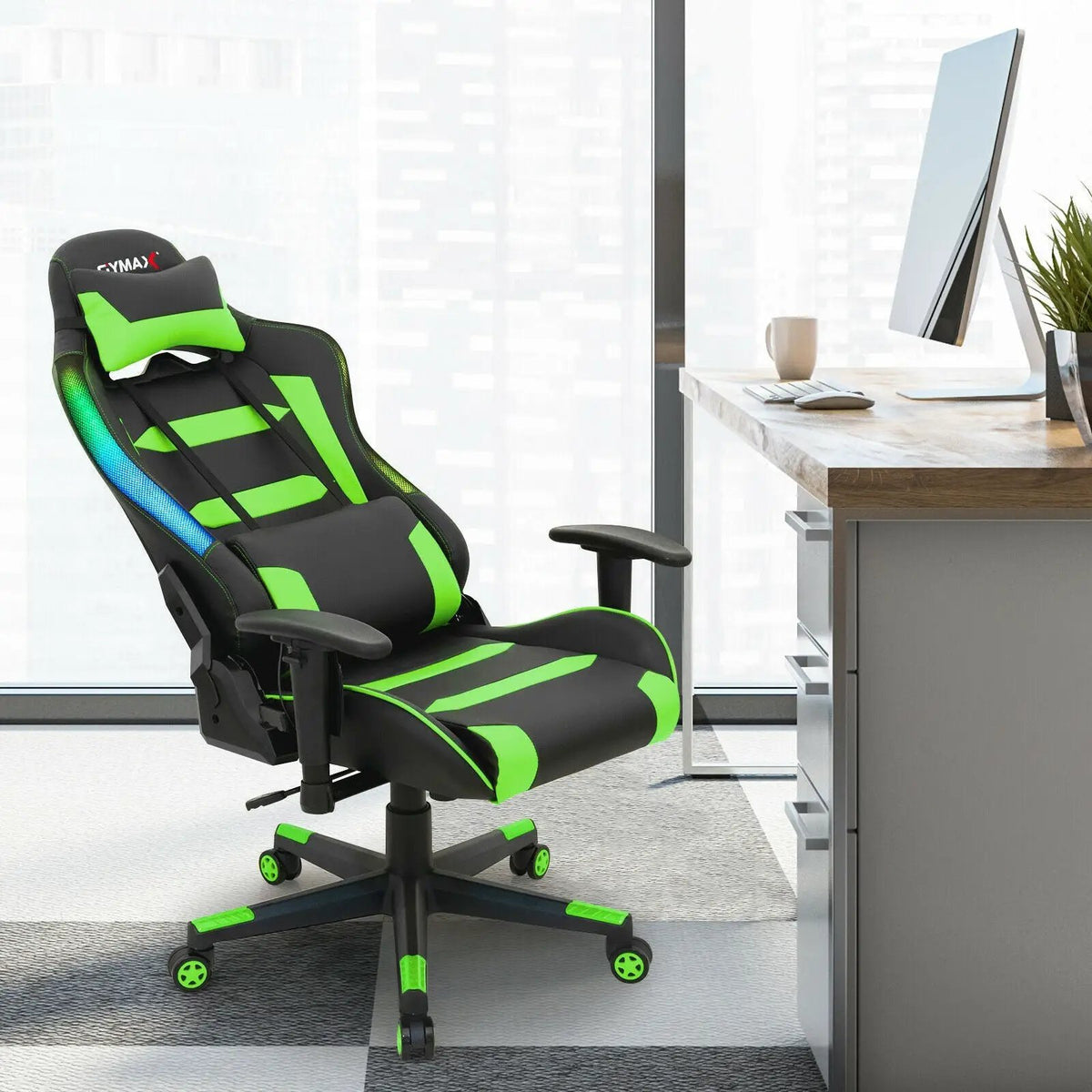 Adjustable Swivel Gaming Chair with LED Lights and Remote, photo 32 of 32