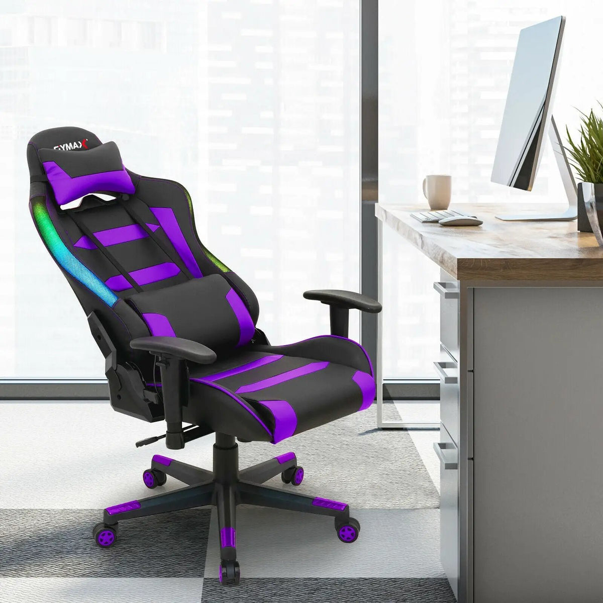 Adjustable Swivel Gaming Chair with LED Lights and Remote, photo 30 of 32
