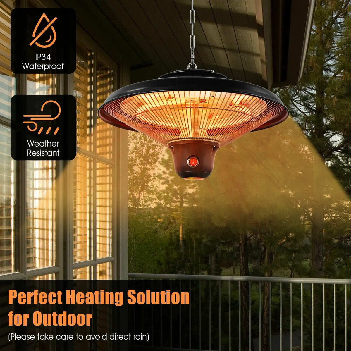 1500W Electric Hanging Ceiling Mounted Infrared Heater with Remote Control, photo 5 of 16