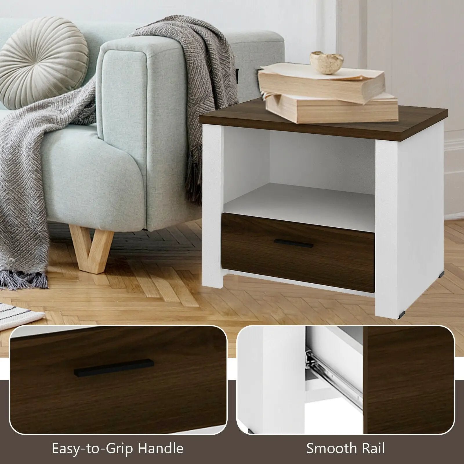 Accent Nightstand with Drawer and Open Shelf by DirectDeals