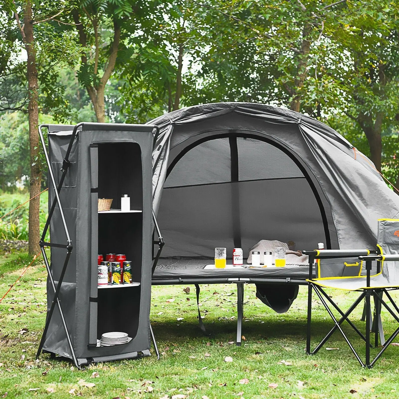 Folding Camping Storage Cabinet with 3 Shelves and Carry Bag by DirectDeals