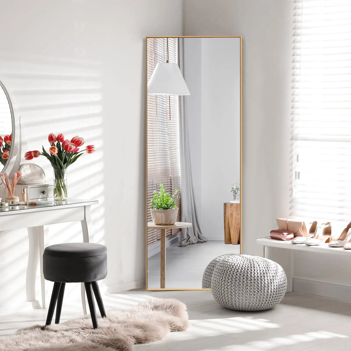 59 Inch Full Length Mirror Large Rectangle Bedroom Mirror, photo 2 of 9