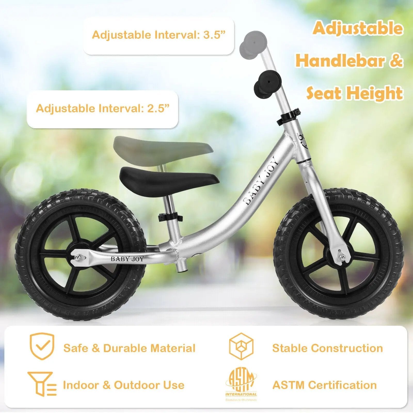 Aluminum Adjustable No Pedal Balance Bike for Kids-Black by DirectDeals