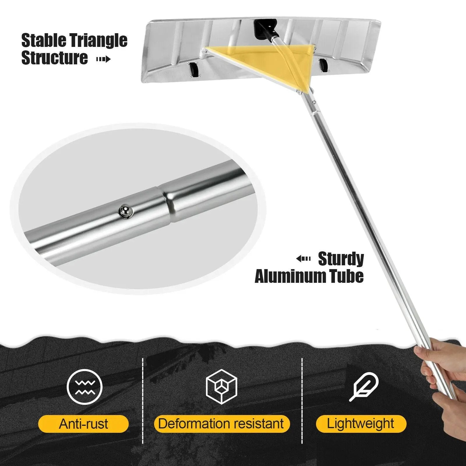 4.8-20 Feet Sectional Snow Roof Rake with Built-in Wheels by DirectDeals