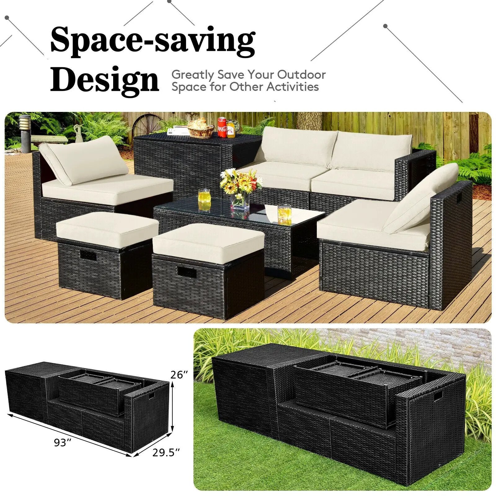 11 Pieces Patio Dining Set with 15 Feet Double-Sided Patio Umbrella Base Included by DirectDeals