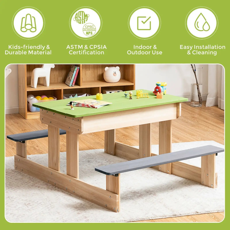 3-in-1 Outdoor Wooden Kids Water Sand Table with Play Boxes by DirectDeals
