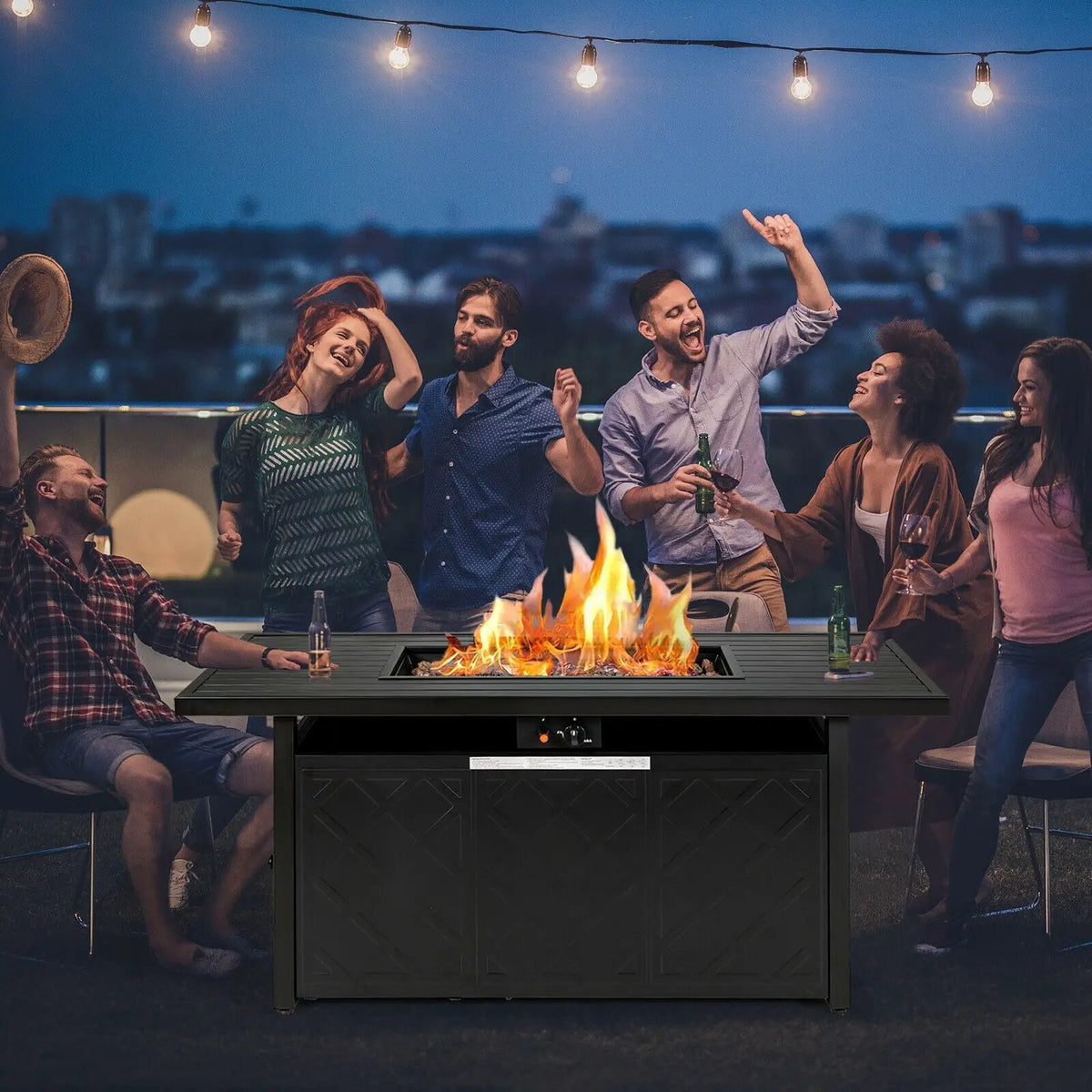 57 Inch 50 000 BTU Rectangular Propane Outdoor Fire Pit Table, photo 3 of 16