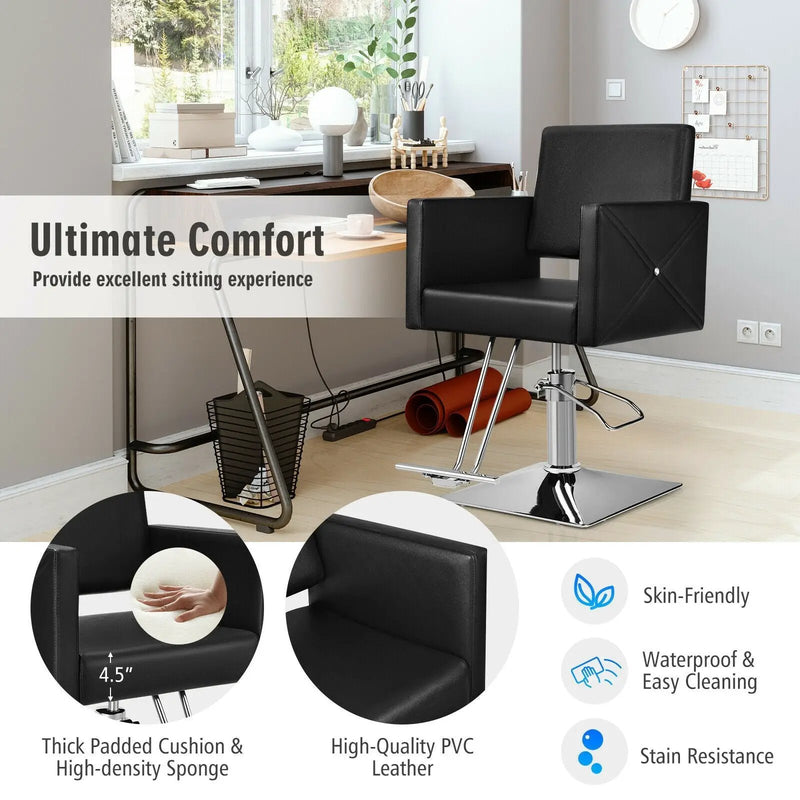 Salon Chair for Hair Stylist with Adjustable Swivel Hydraulic-Black by DirectDeals