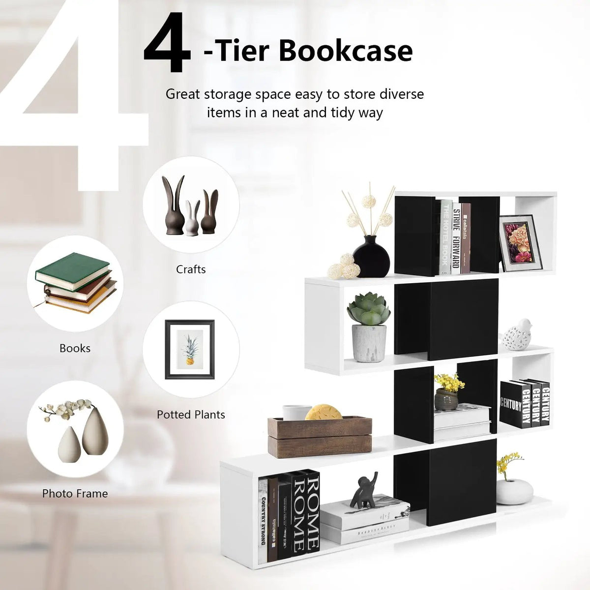 5-Tier Bookshelf Corner Ladder Bookcase with Storage Rack, photo 5 of 9