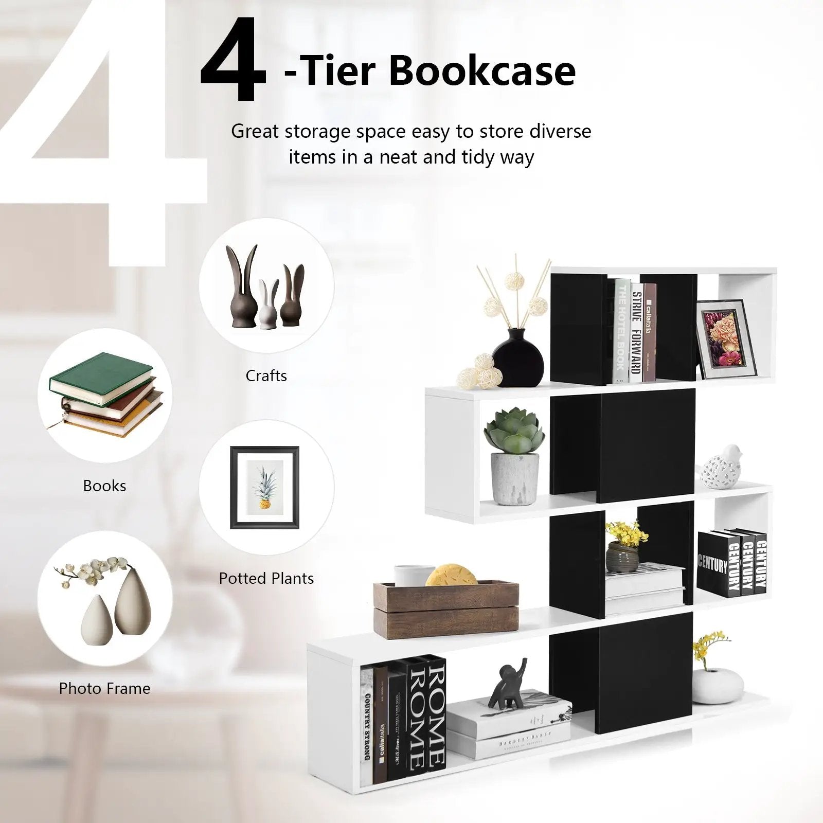 5-Tier Bookshelf Corner Ladder Bookcase with Storage Rack by DirectDeals