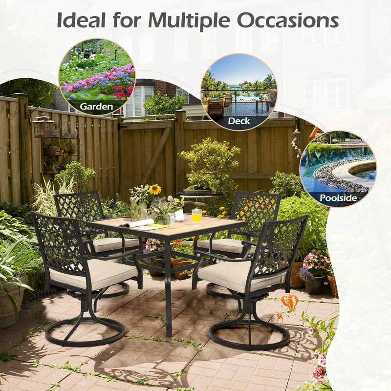 Patio Metal Square Dining Table for Garden and Poolside by DirectDeals