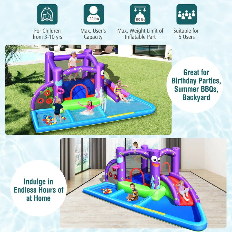 Inflatable Water Slide Park with Splash Pool and 750W Blower by DirectDeals