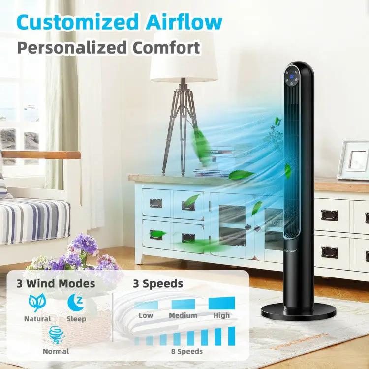 42 Inch 80 Degree Tower Fan with Smart Display Panel and Remote Control, photo 4 of 10