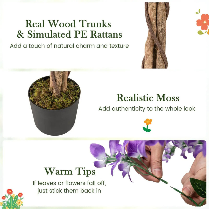 Artificial Wisteria Tree 5.5 FT with Nursery Pot Set of 2 by DirectDeals