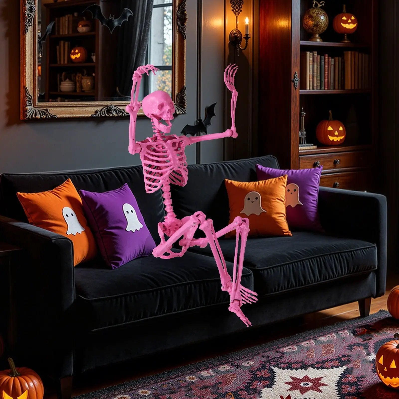 5.5 FT Life-Size Halloween Poseable Skeleton Pink Movable Joints by DirectDeals