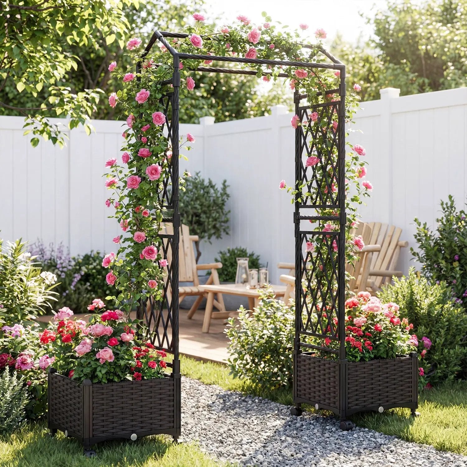 5.5 FT Self-Watering Planter Boxes with Lattice Trellis and Roof by DirectDeals