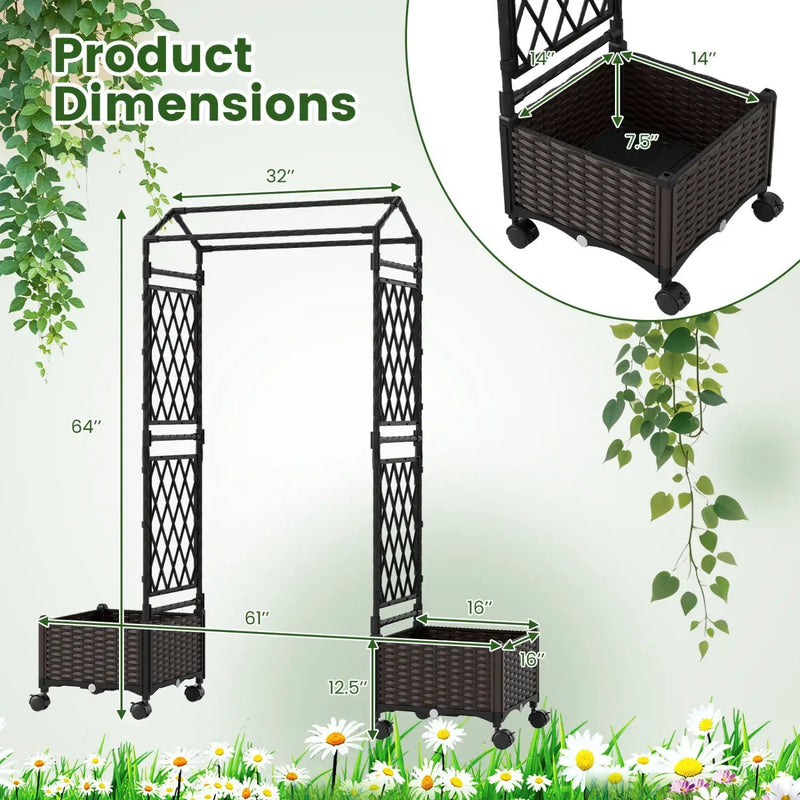 5.5 FT Self-Watering Planter Boxes with Lattice Trellis and Roof by DirectDeals