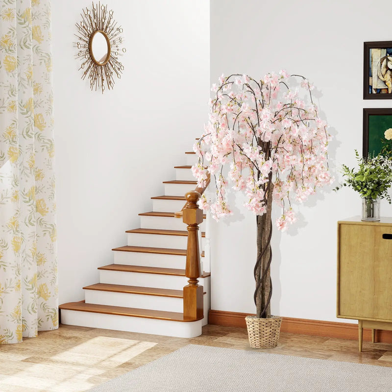 5.5 FT Tall Artificial Cherry Blossom Tree with Pink/White Flowers 1 Pack by DirectDeals