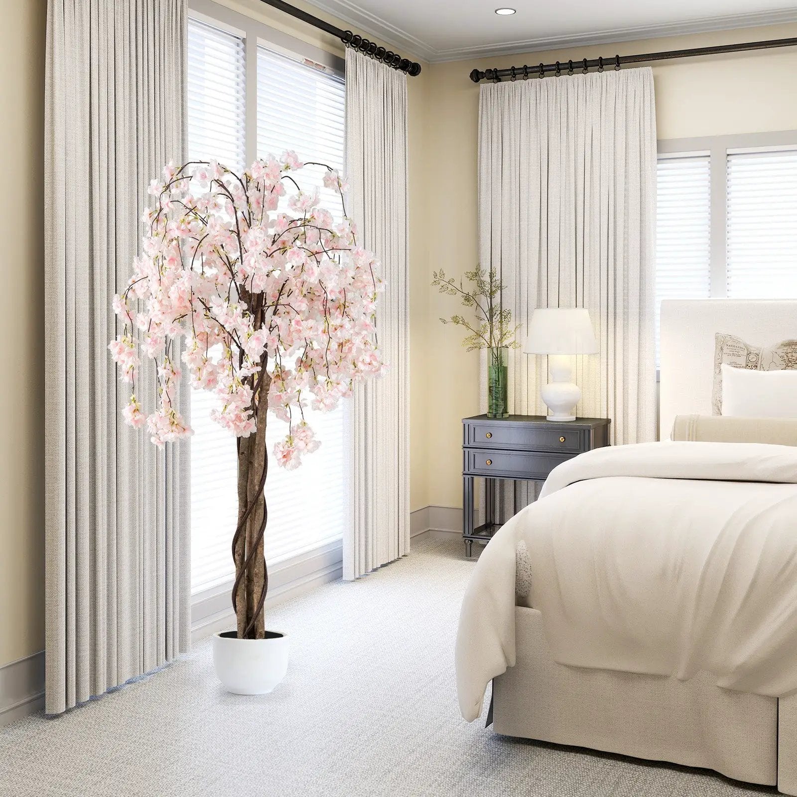 5.5 FT Tall Artificial Cherry Blossom Tree with Pink/White Flowers 1 Pack by DirectDeals
