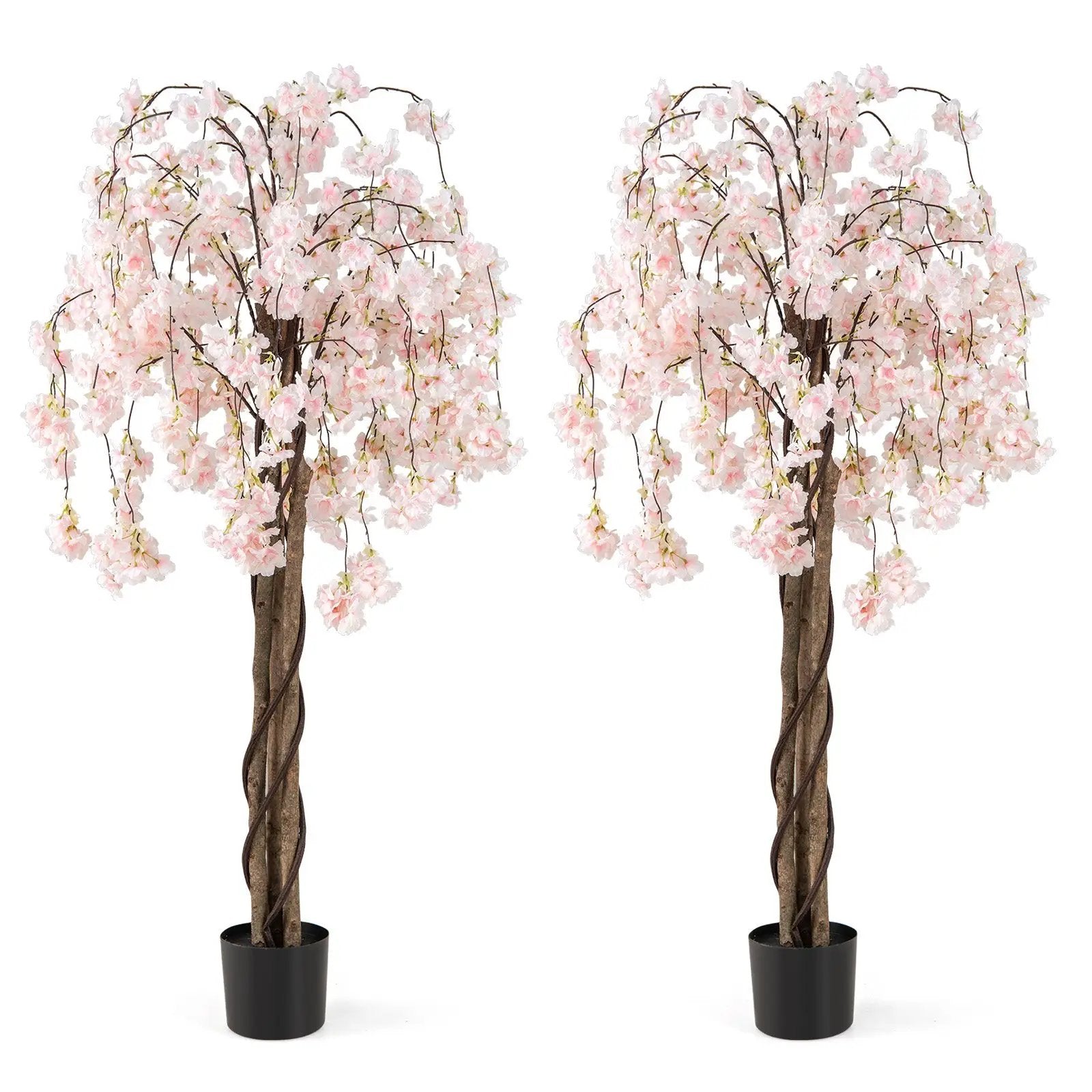5.5 FT Tall Artificial Cherry Blossom Tree with Pink/White Flowers 2 Pack by DirectDeals