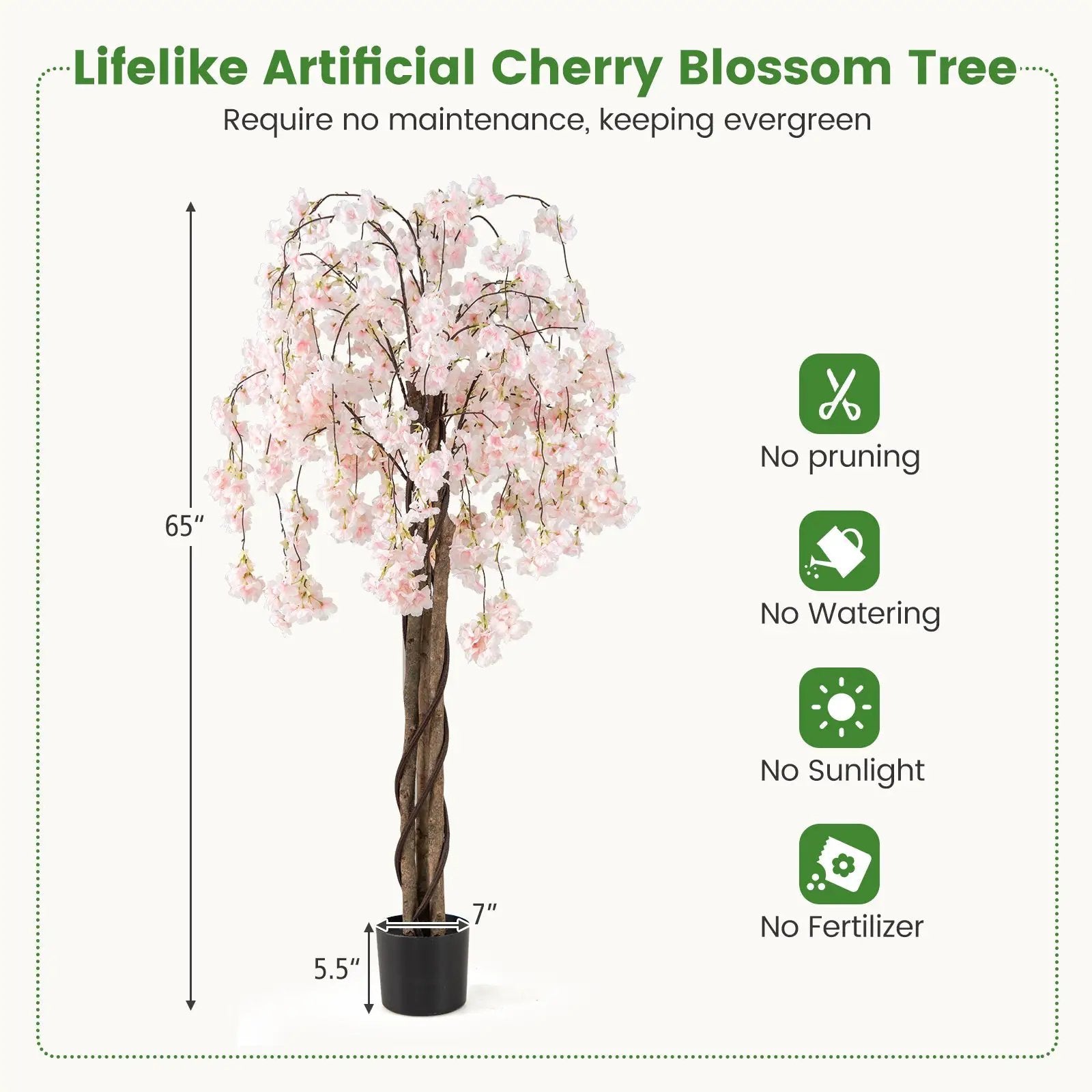 5.5 FT Tall Artificial Cherry Blossom Tree with Pink/White Flowers 2 Pack by DirectDeals
