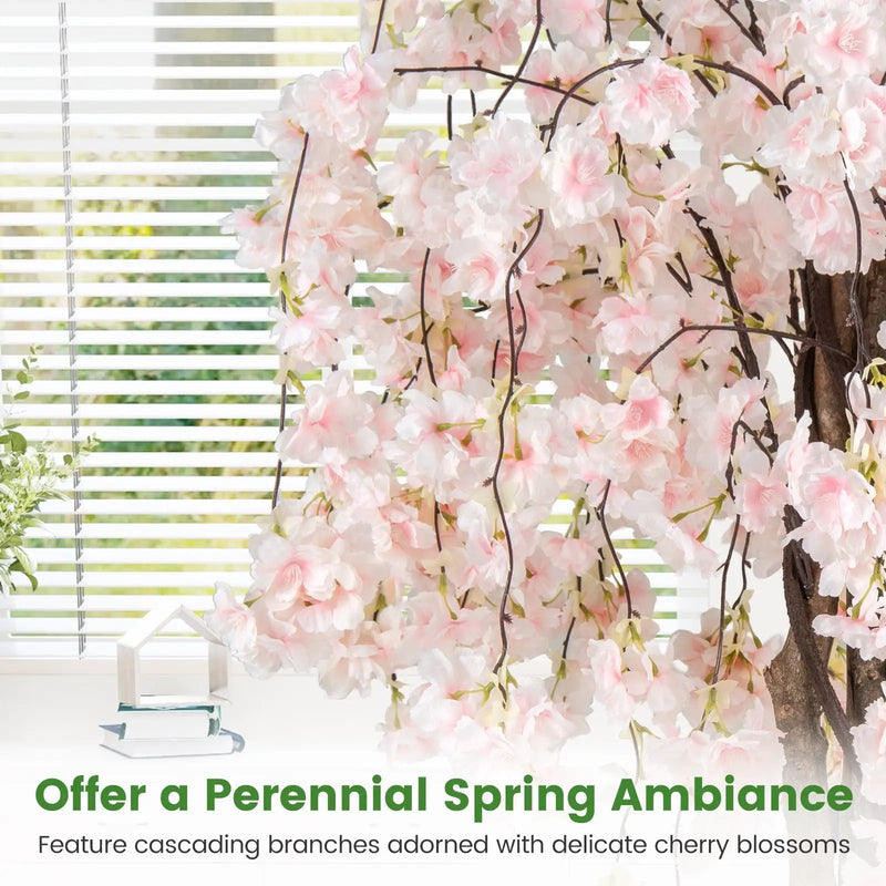 5.5 FT Tall Artificial Cherry Blossom Tree with Pink/White Flowers 2 Pack by DirectDeals