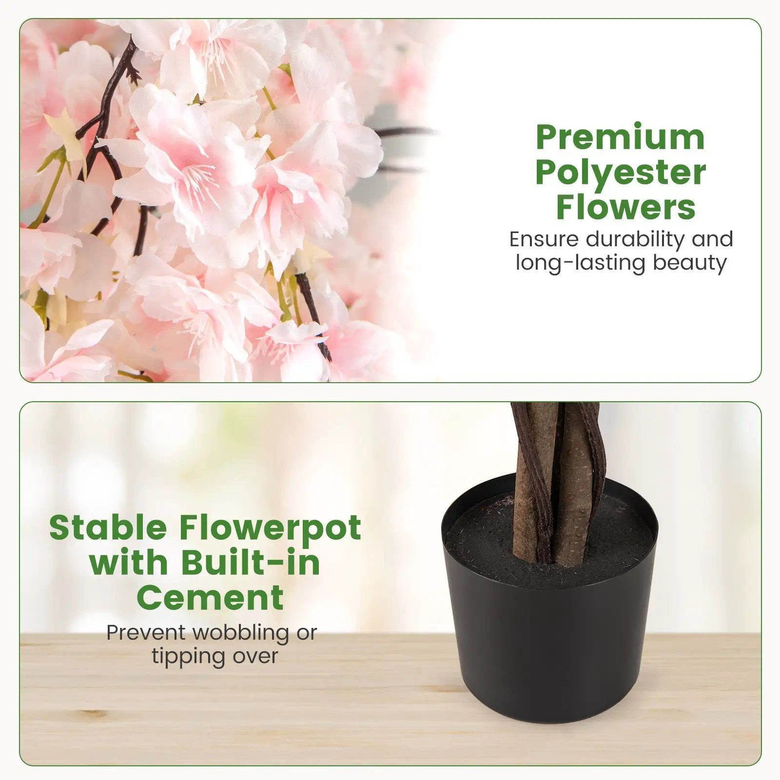 5.5 FT Tall Artificial Cherry Blossom Tree with Pink/White Flowers 2 Pack by DirectDeals