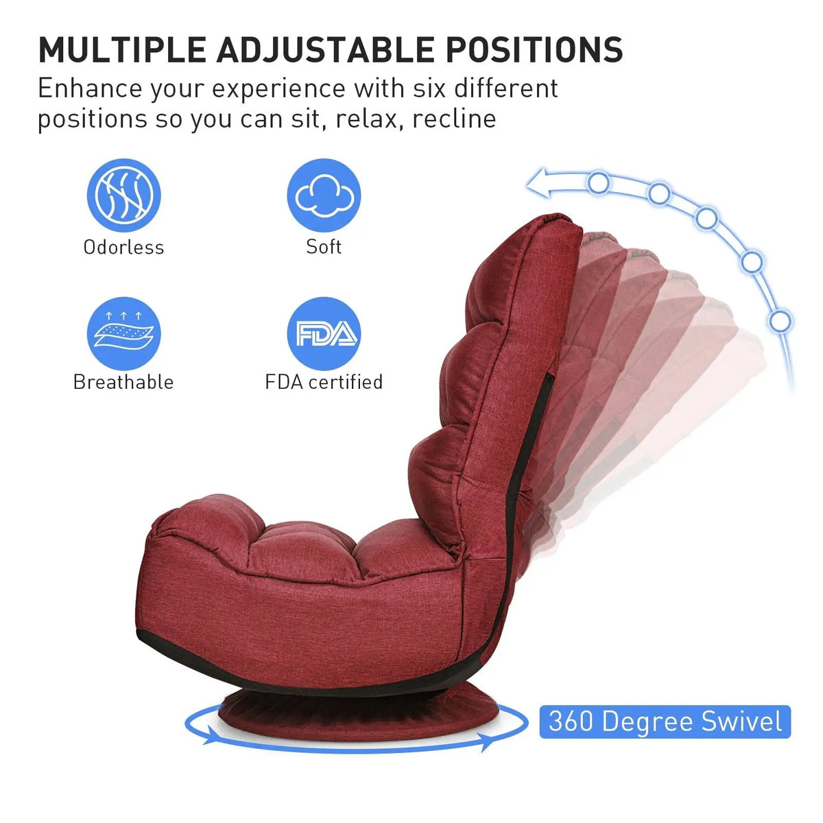 5-Position Folding Floor Gaming Chair, photo 37 of 56