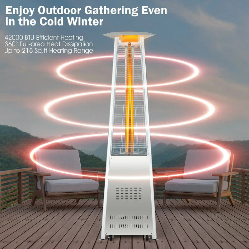 42 000 BTU Stainless Steel Pyramid Patio Heater With Wheels by DirectDeals