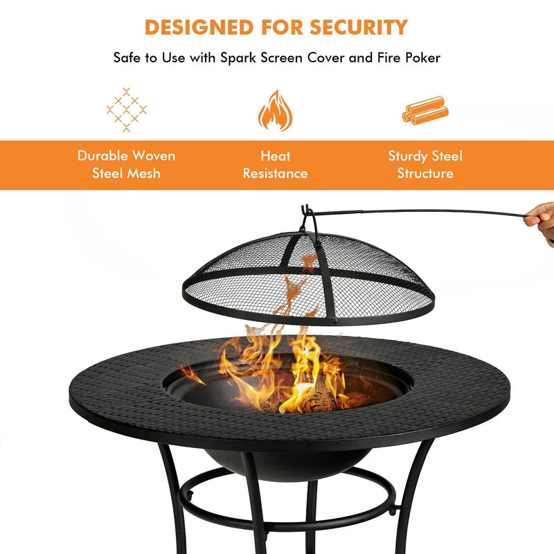 31.5 Inch Patio Fire Pit Dining Table With Cooking BBQ Grate by DirectDeals