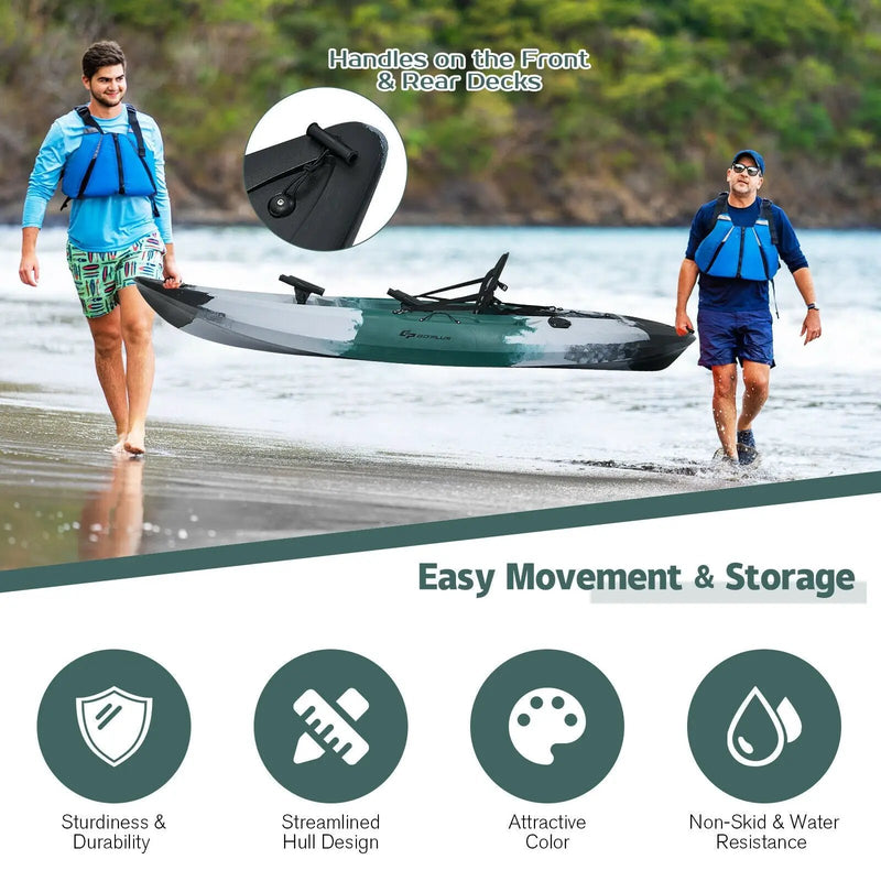 Sit-on-Top Fishing Kayak Boat With Fishing Rod Holders and Paddle-Gray by DirectDeals