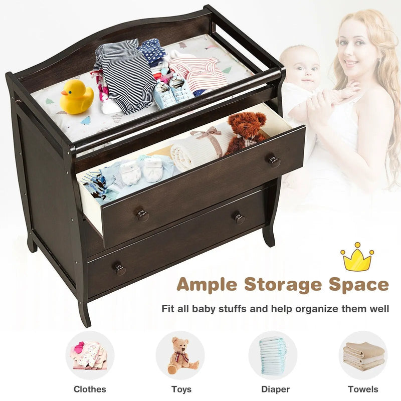 Baby Changing Table Infant Diaper with 3 Drawers and Safety Belt by DirectDeals