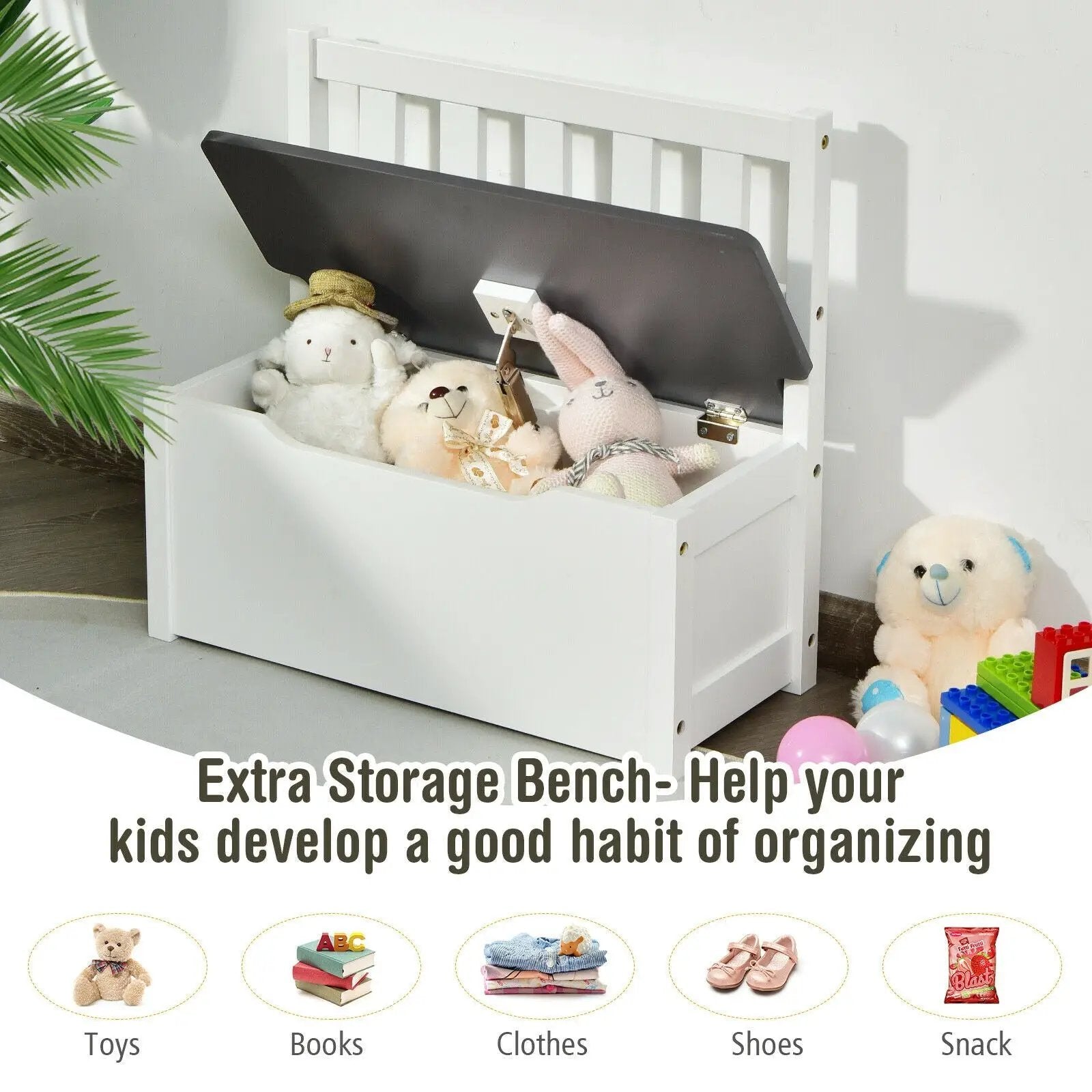 4 Pieces Kids Wooden Activity Table and Chairs Set with Storage Bench and Study Desk by DirectDeals