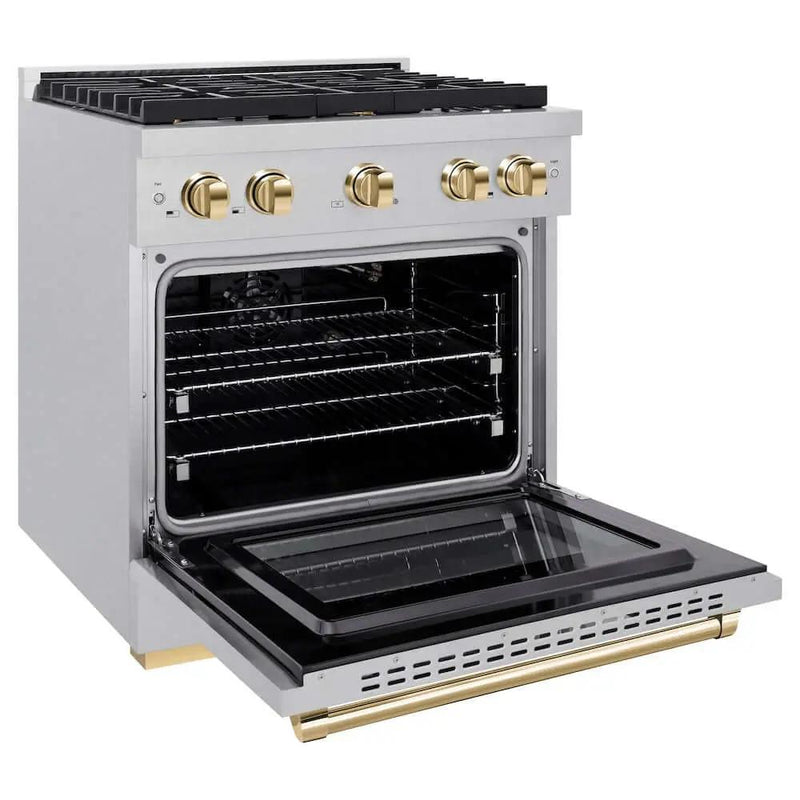 ZLINE 30"Gas Range, Convection Gas Oven , DuraSnow® Gold, SGRSZ-30-G by Farmhouse Kitchen and Bath