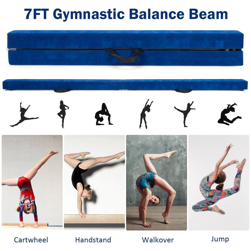 7 Feet Folding Portable Floor Balance Beam with Handles for Gymnasts by DirectDeals